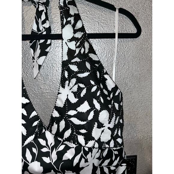 Kay Unger Black & White Floral Beaded Halter Dress – Size 12 – Elegant A-Line 🌺 - Picture 9 of 11